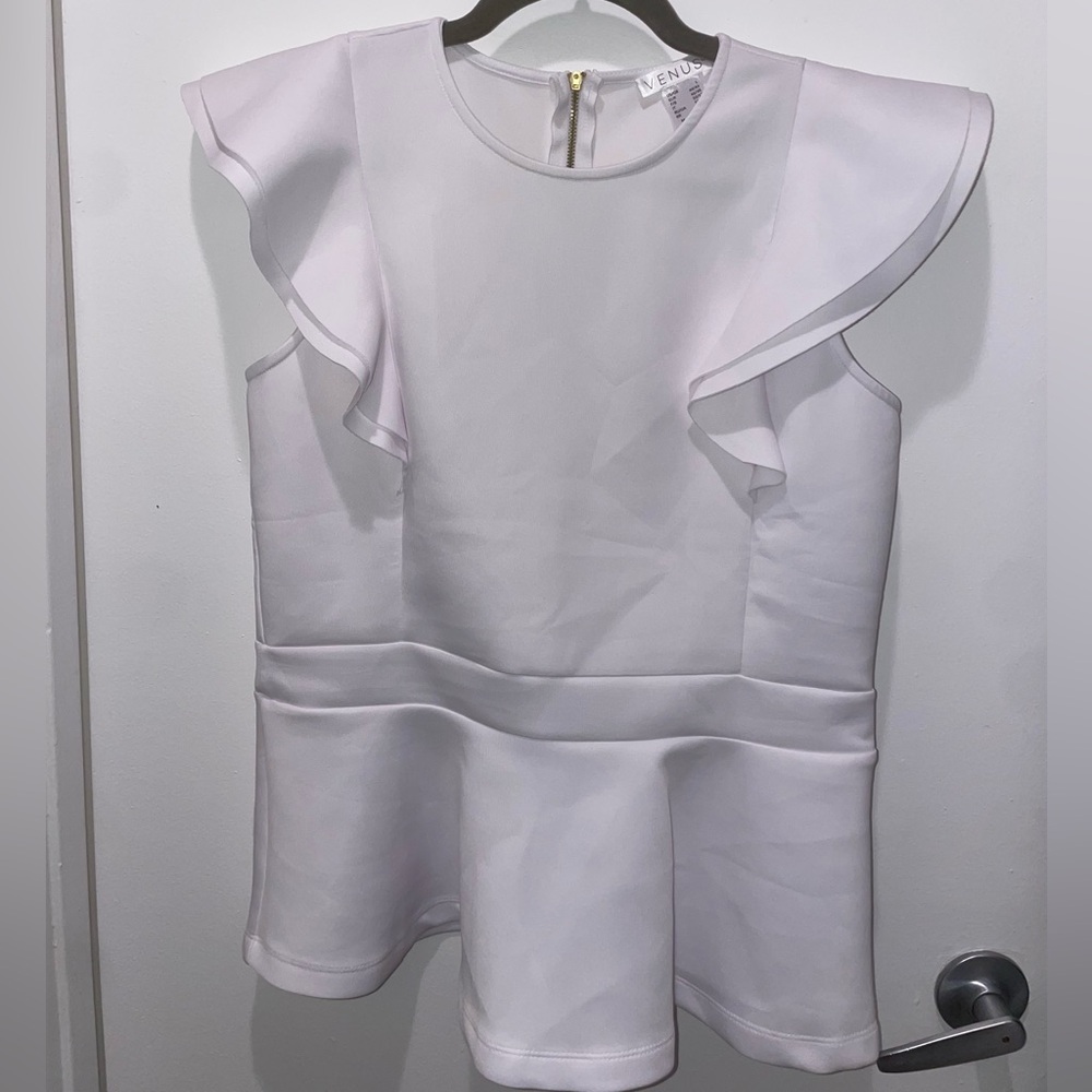 Venus- White Ruffle Sleeve Top